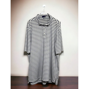 Stitch Golf Men’s Short Sleeve Polo Shirt Size XL White Blue Striped‎